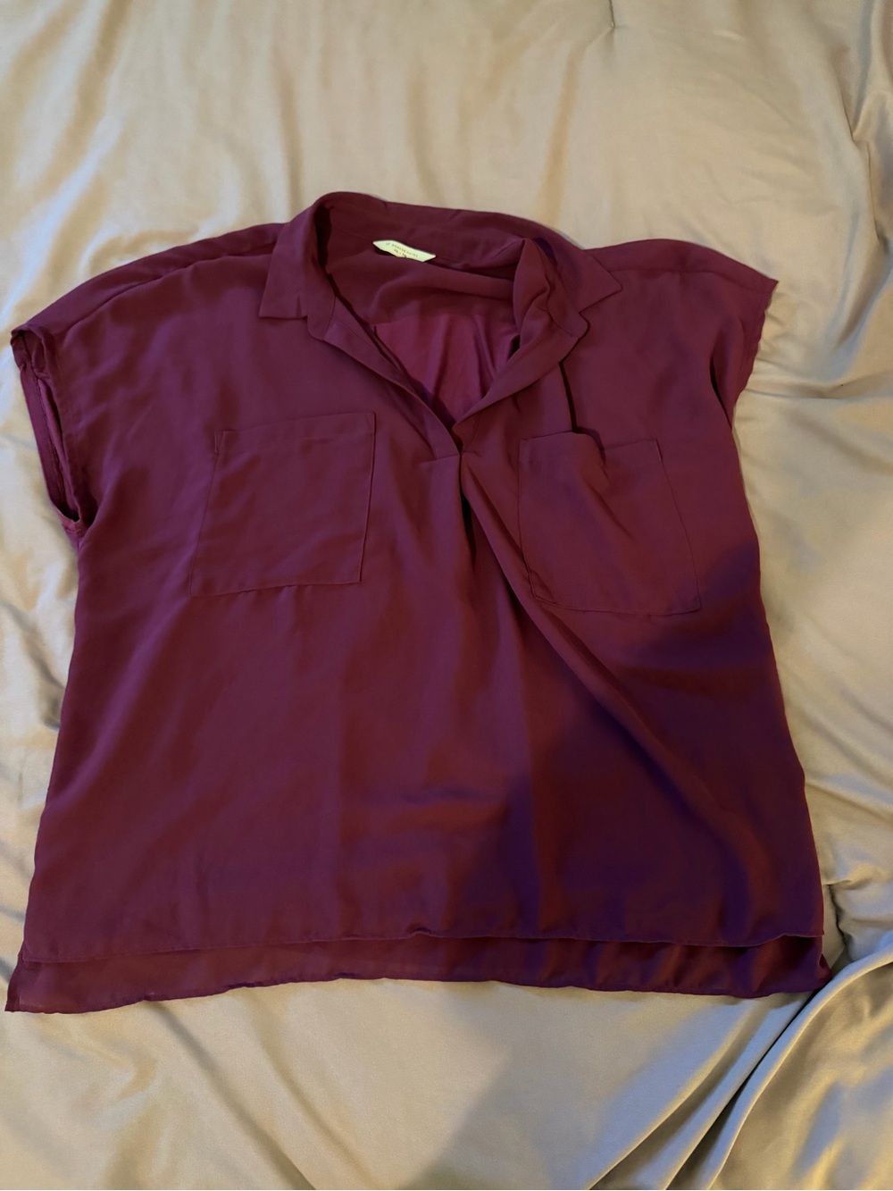 Denver Hayes Plum Short-Sleeve Collared V-Neck Blouse